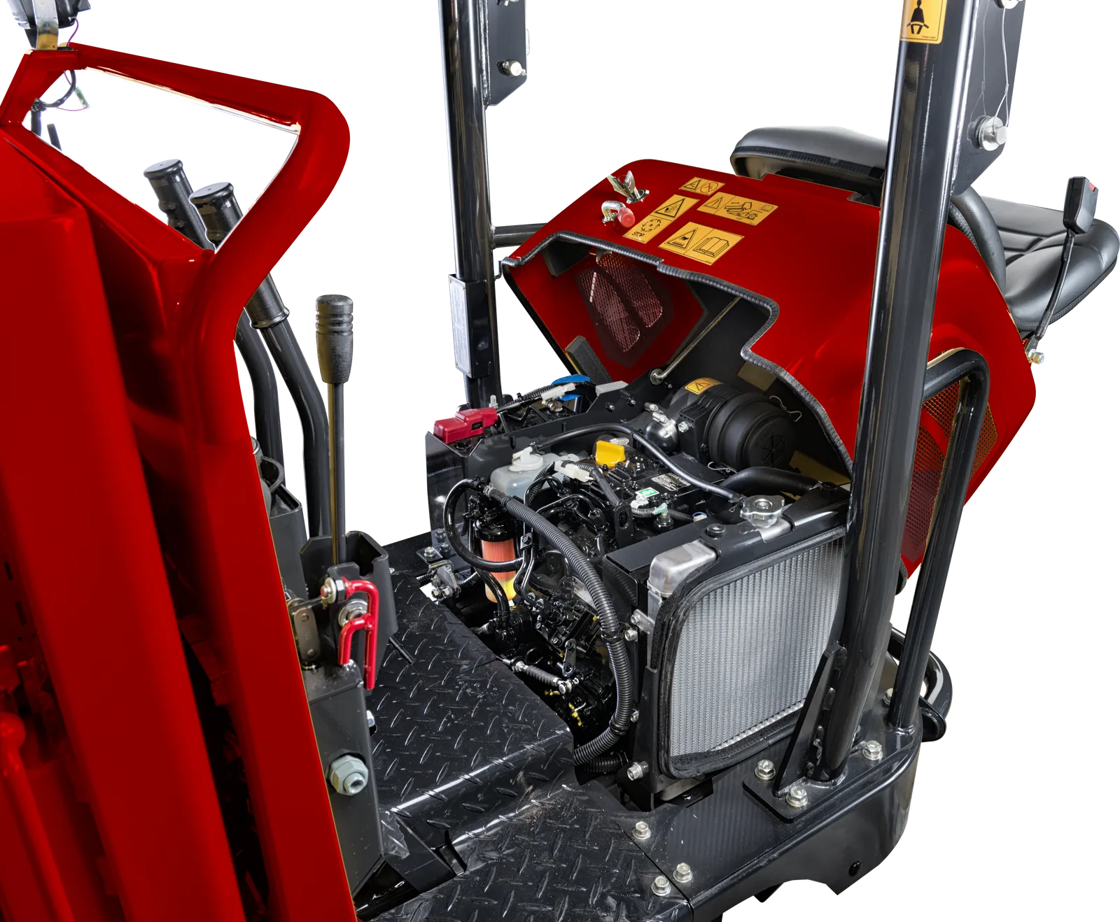 Motor del dumper Yanmar C12R-C con el capó abierto