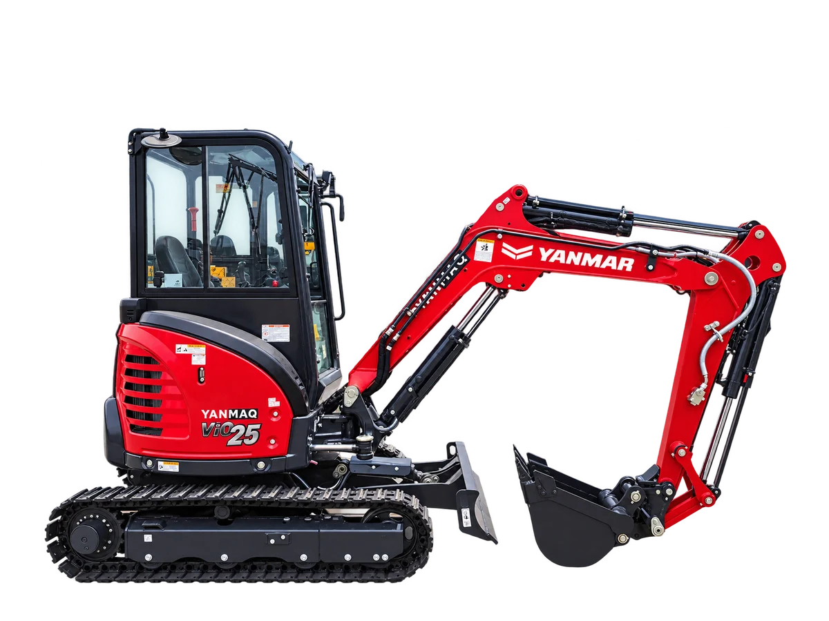 Miniexcavadora Yanmar ViO25 Cabinada de perfil con cabina cerrada