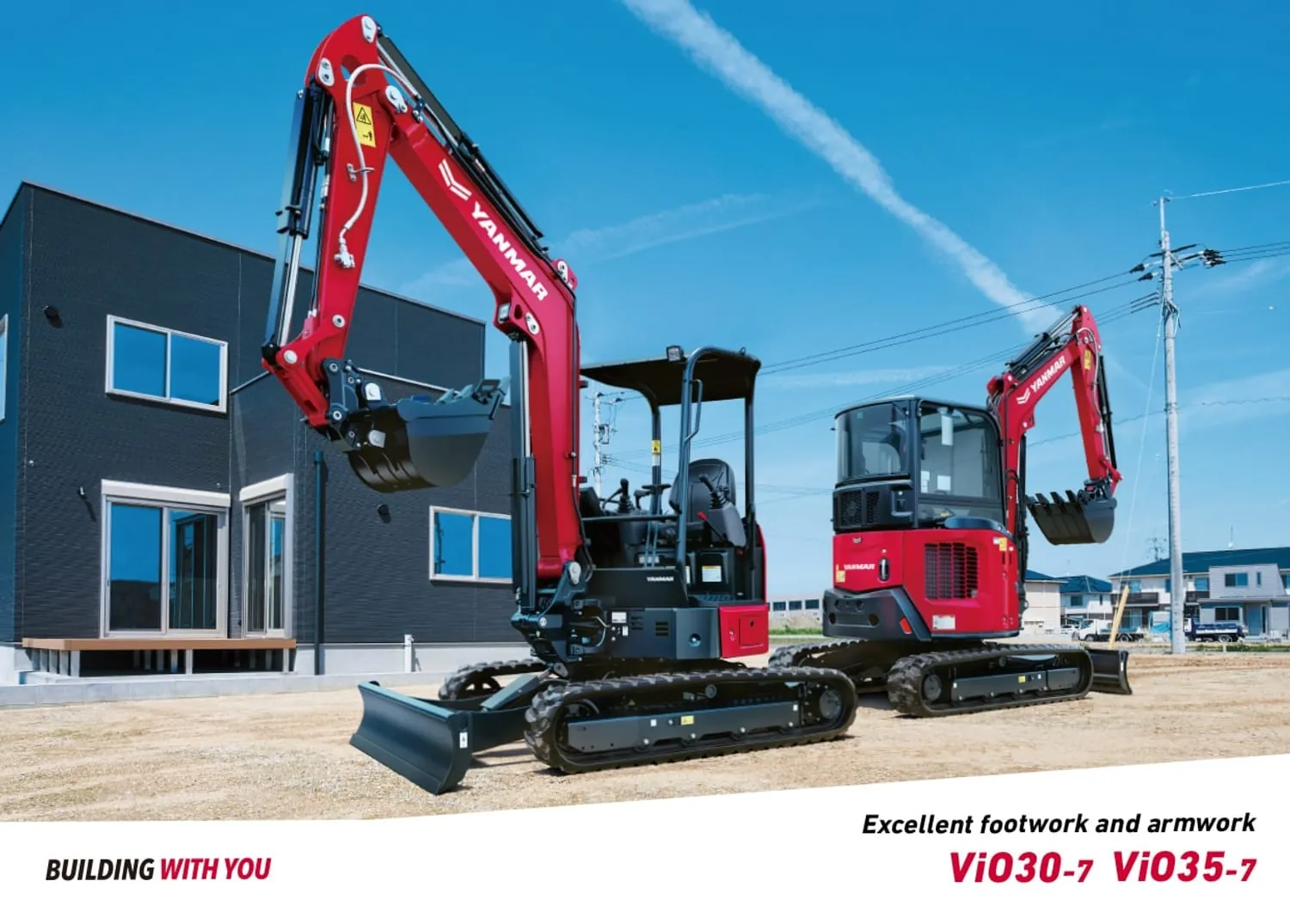 Miniexcavadora Yanmar ViO35 trabajando en obra de construcción