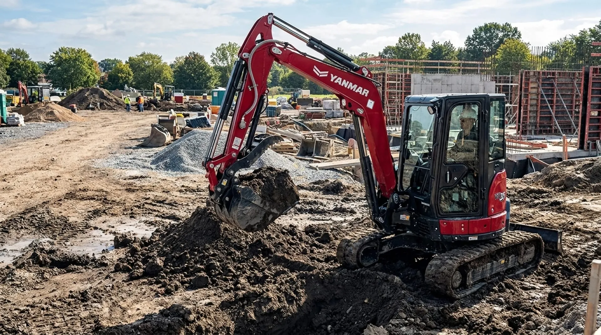 Miniexcavadora Yanmar ViO35 en Chile trabajando en una obra activa